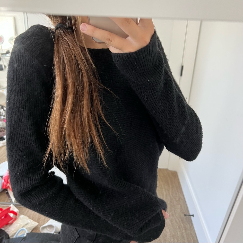 Women’s Long Sleeve Black Cashmere Shirt